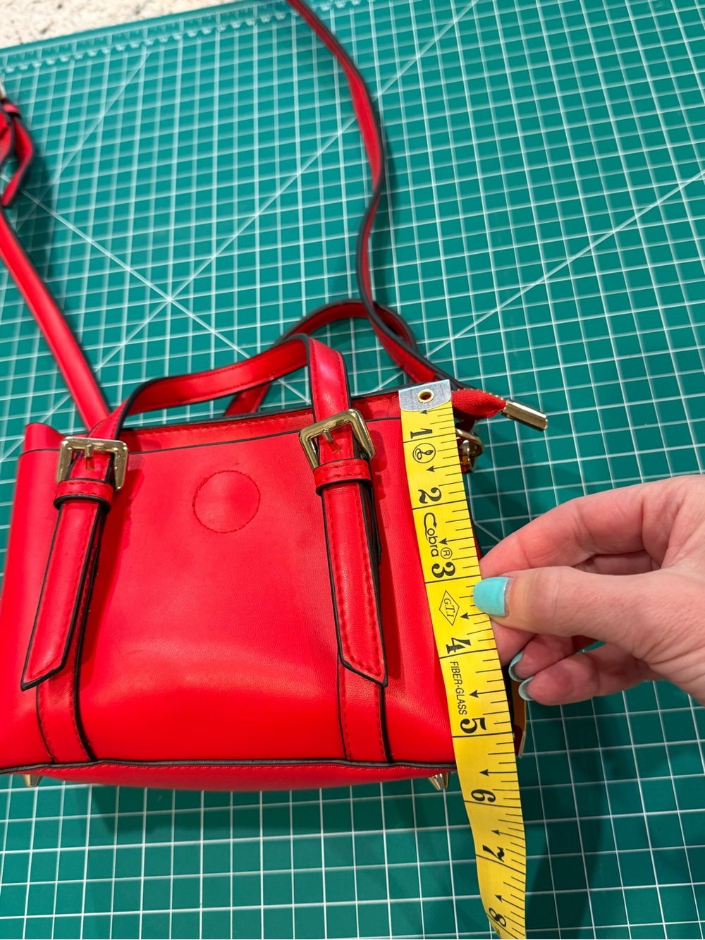 FOREVER 21 Red Mini Satchel Crossbody Bag Structured Top Handle - Picture 5 of 13